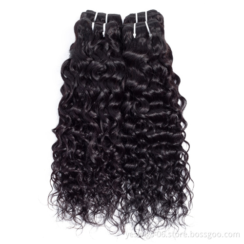 Double Weft Virgin Cabelos Human Hair Indian Extensions Single Bundle Cuticle Aligned Water Wave One Pack Human Hair Indian